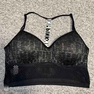 PINK Black Racerback wireless bra with Mesh! Size M!